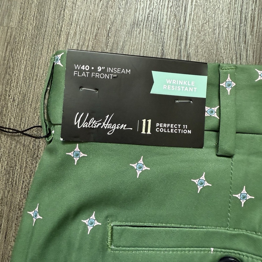 Walter Hagen Men's Flat Front Water Resistant Green 40~9" Inseam~AOP NWT~$70 - Picture 4 of 6
